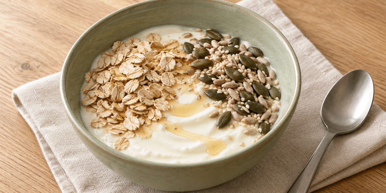 Yogur natural con avena y semillas
